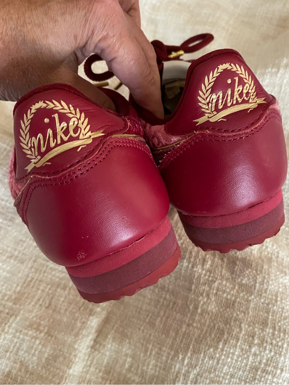 Nike Classic Cortez Floral Crushed Velvet with Gold Hardware Low Profile Red 10 - Picture 12 of 16